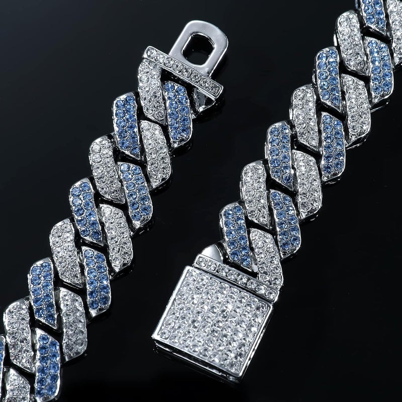 JUNVirtuous Cuban Link Chain Mens Iced Out Miami Cuban Necklace Silver/Gold Bling Diamond Hip Hop Jewelry for Women - Image 2